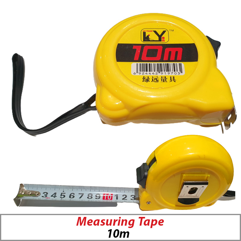 10 METRE MEASURING TAPE METRIC AND IMPERIAL MARKING COMPLETE WITH THUMB LOCK AND HOOK CLIP