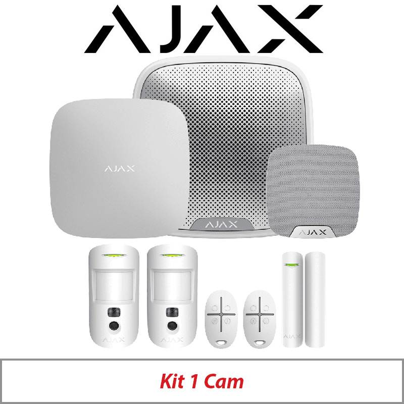 AJAX KIT1 CAM WITH MOTION CAM - DOOR PROTECT - SPACE CONTROL - STREET SIREN AND HOME SIREN AJAX-23303 WHITE