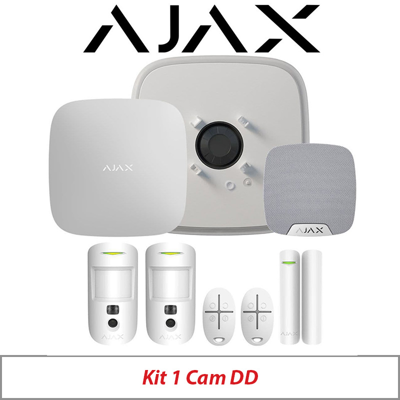 AJAX KIT1 CAM DD WITH MOTION CAM - DOOR PROTECT - SPACE CONTROL - STREET SIREN DOUBLE DECK AND HOME SIREN AJAX-23316 WHITE