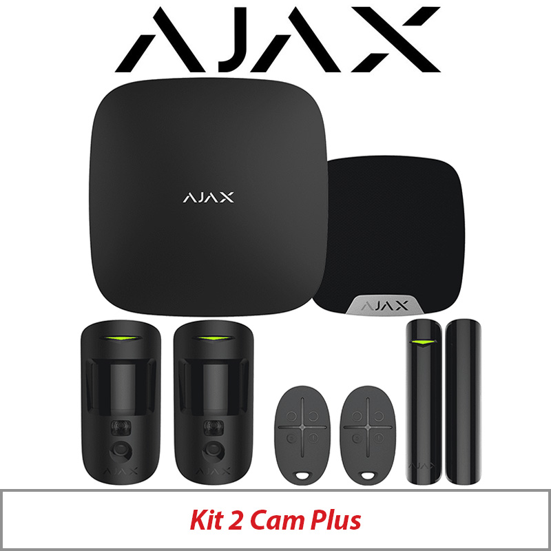 AJAX KIT2 CAM PLUS WITH MOTION CAM - DOOR PROTECT - SPACE CONTROL AND HOME SIREN AJAX-23325 BLACK
