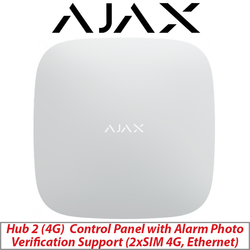 AJAX HUB2 4G SURVEILLANCE CONTROL PANEL - DUAL 4G GSM AND ETHERNET AJAX-34721 WHITE