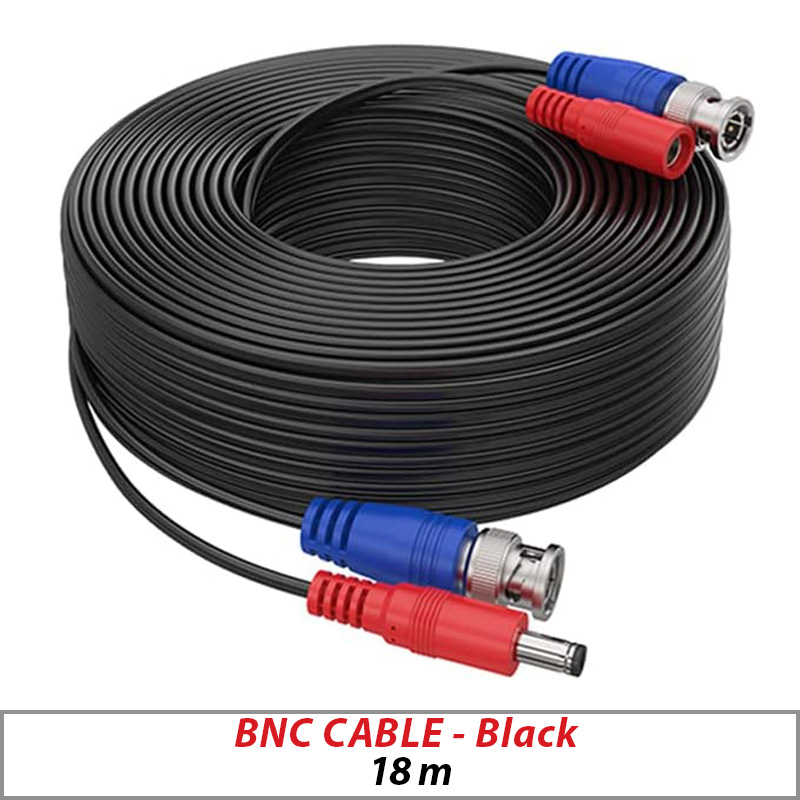 SHOTGUN CCTV CABLE PRE MADE BLACK COLOUR FOR HD CAMERAS UP TO 8MP - 18 METER