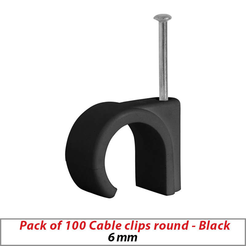 100X CABLE CLIPS WITH NAIL FOR CAT5 CAT6 CABLE BLACK