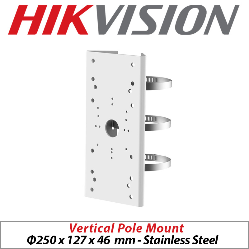 HIKVISION VERTICAL POLE MOUNT DS-1275ZJ-SUS WHITE STAINLESS STEEL