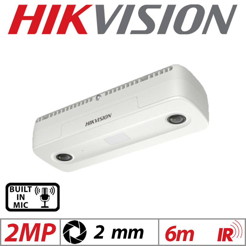2MP HIKVISION DUAL-LENS PEOPLE COUNTING IP NETWORK CAMERA WITH BUILT IN MIC 2MM WHITE DS-2CD6825G0-C-IS