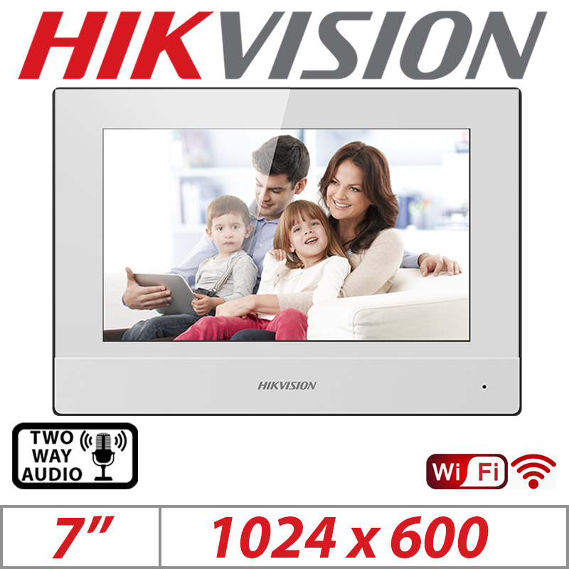 HIKVISION 7 INCH TOUCH SCREEN INDOOR VIDEO INTERCOM STATION DS-KH6320-WTE1-WHITE