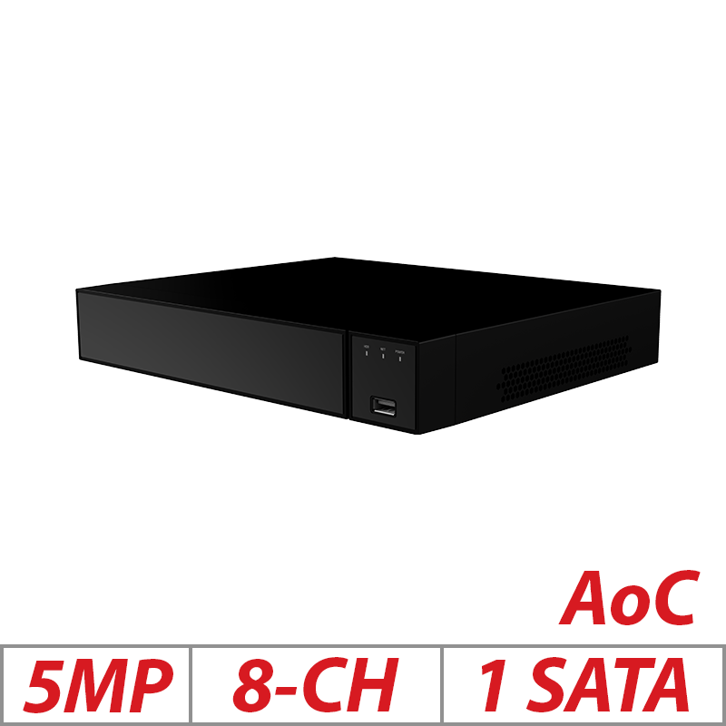 5MP 8-CH 1-SATA AOC XVR H.265/H.264 - DVR-8CH-5MP