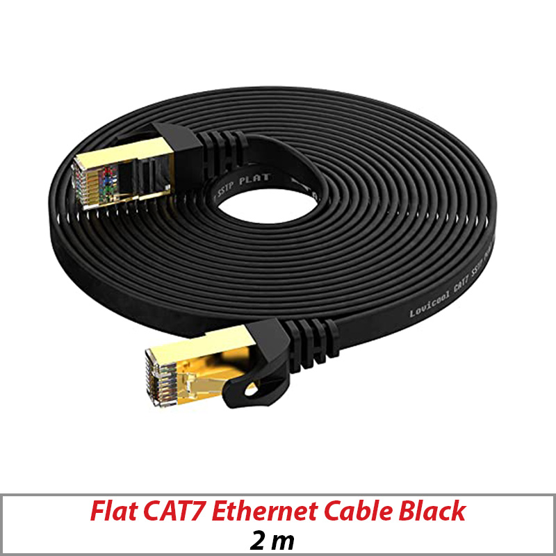 FLAT CAT7 ETHERNET CABLE BLACK 2M