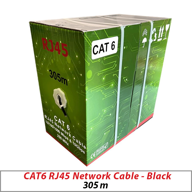 CAT6 NETWORK INDOOR/OUTDOOR RJ45 AWG23 LAN UTP CCA CABLE 305M BLACK