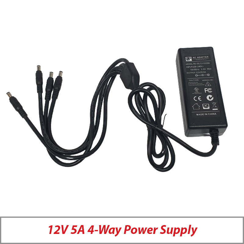 CCTV POWER SUPPLY 12V 5A WITH 4-WAY SPLITTER