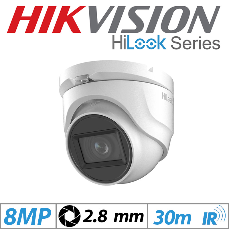 8MP HIKVISION HILOOK DOME OUTDOOR CAMERA 2.8MM WHITE THC-T180-M GRADED ITEM