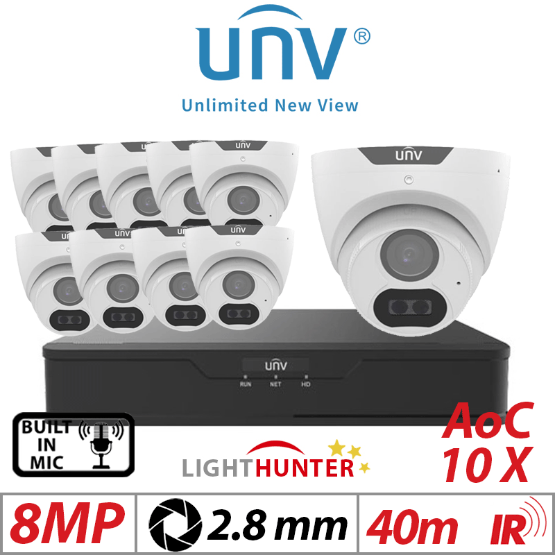 8MP 16CH UNIVIEW - 10X LIGHTHUNTER FIXED TURRET ANALOG CAMERA WHITE 2.8MM UAC-T128-ADF28MS