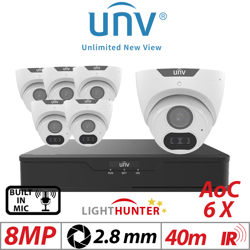 8MP 8CH UNIVIEW - 6X LIGHTHUNTER FIXED TURRET ANALOG CAMERA WHITE 2.8MM UAC-T128-ADF28MS