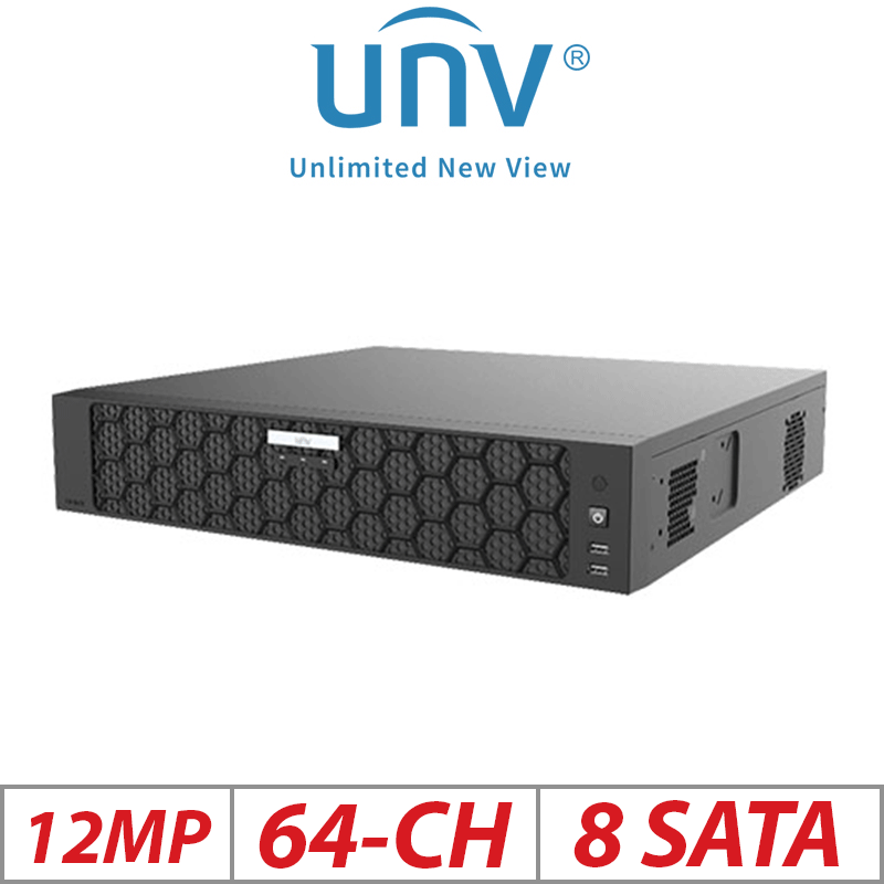 12MP 64-CH UNIVIEW 8-SATA NVR ULTRA 265/H.265/H.264 UNV-NVR508-64B