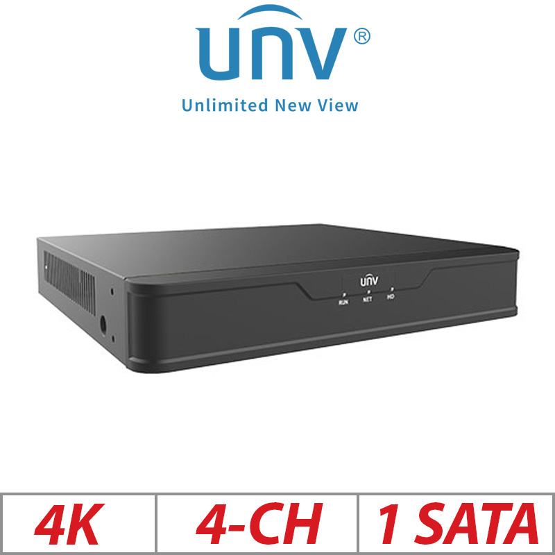 ‌4K 4-CH UNIVIEW POE 1-SATA HD NVR WITH VIDEO CONTENT ANALYSIS ULTRA 265/H.265/H.264 GRADED ITEM G1-UNV-NVR301-04S3-P4