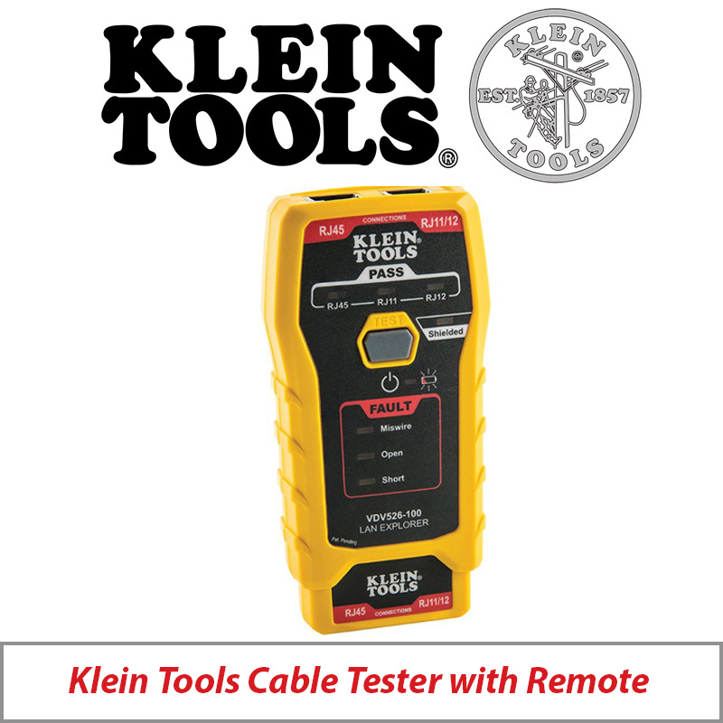 KLEIN TOOLS NETWORK CABLE TESTER, LAN EXPLORER DATA CABLE TESTER WITH REMOTE VDV526-100