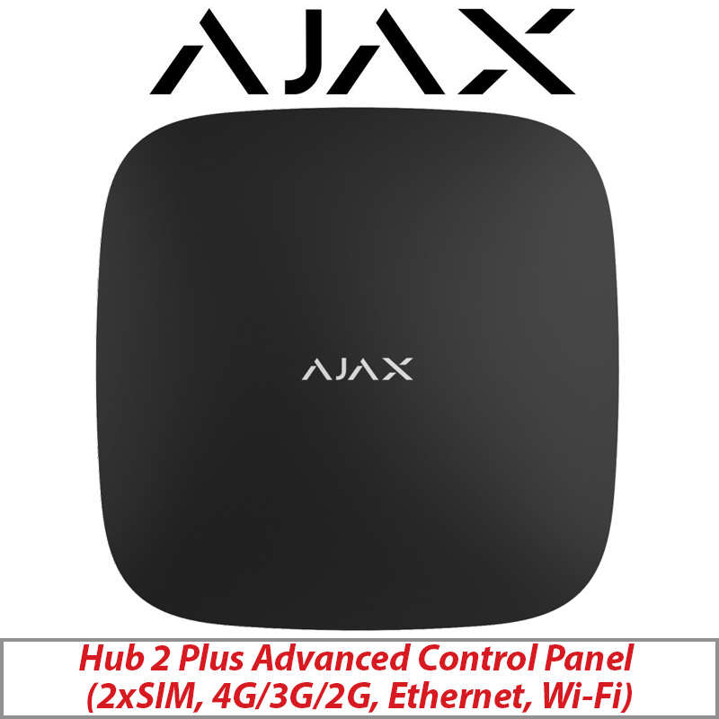 AJAX HUB2 PLUS SURVEILLANCE CONTROL PANEL - DUAL GSM WIFI AND ETHERNET AJAX-22924 BLACK