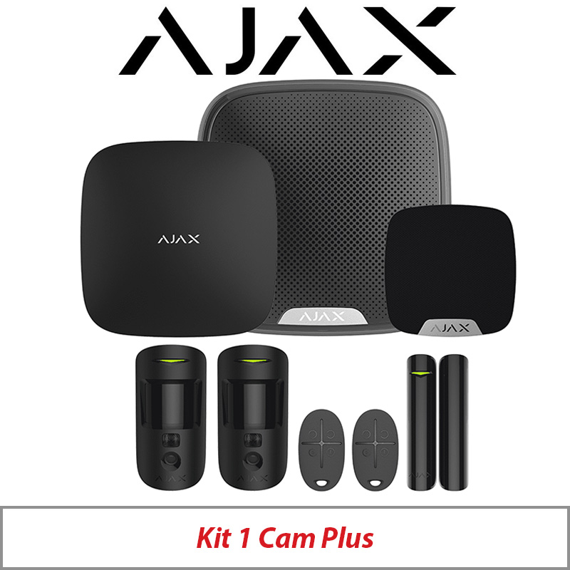 AJAX KIT1 CAM PLUS WITH MOTION CAM - DOOR PROTECT - SPACE CONTROL - STREET SIREN AND HOME SIREN AJAX-23306 BLACK