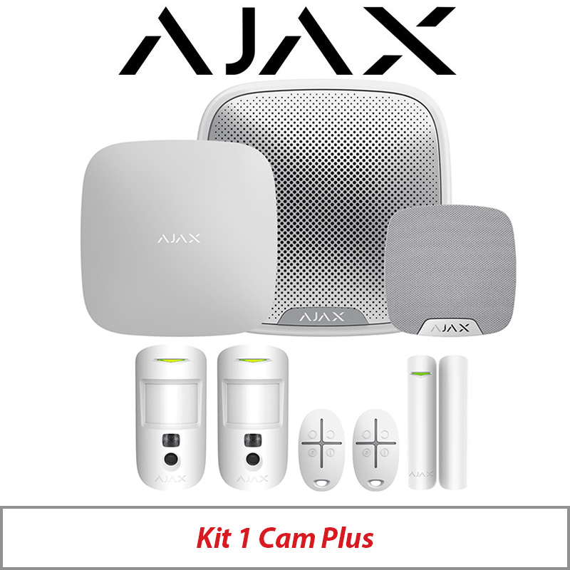 AJAX KIT1 CAM PLUS WITH MOTION CAM - DOOR PROTECT - SPACE CONTROL - STREET SIREN AND HOME SIREN AJAX-23308 WHITE