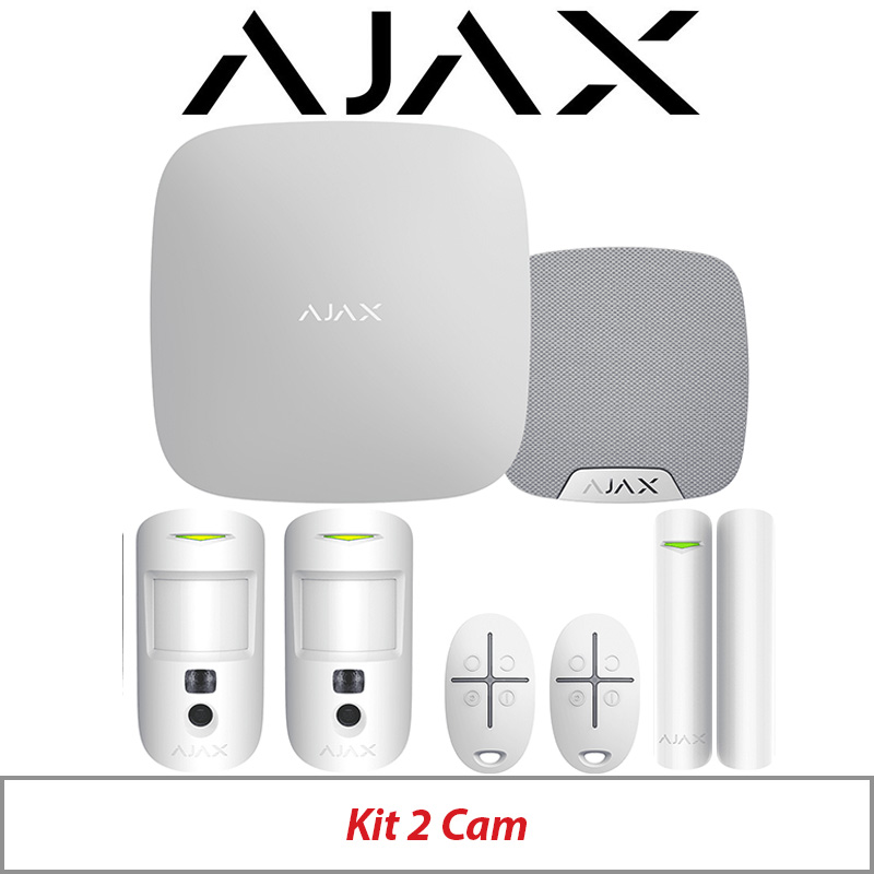 AJAX KIT2 CAM WITH MOTION CAM - DOOR PROTECT - SPACE CONTROL AND HOME SIREN AJAX-23324 WHITE