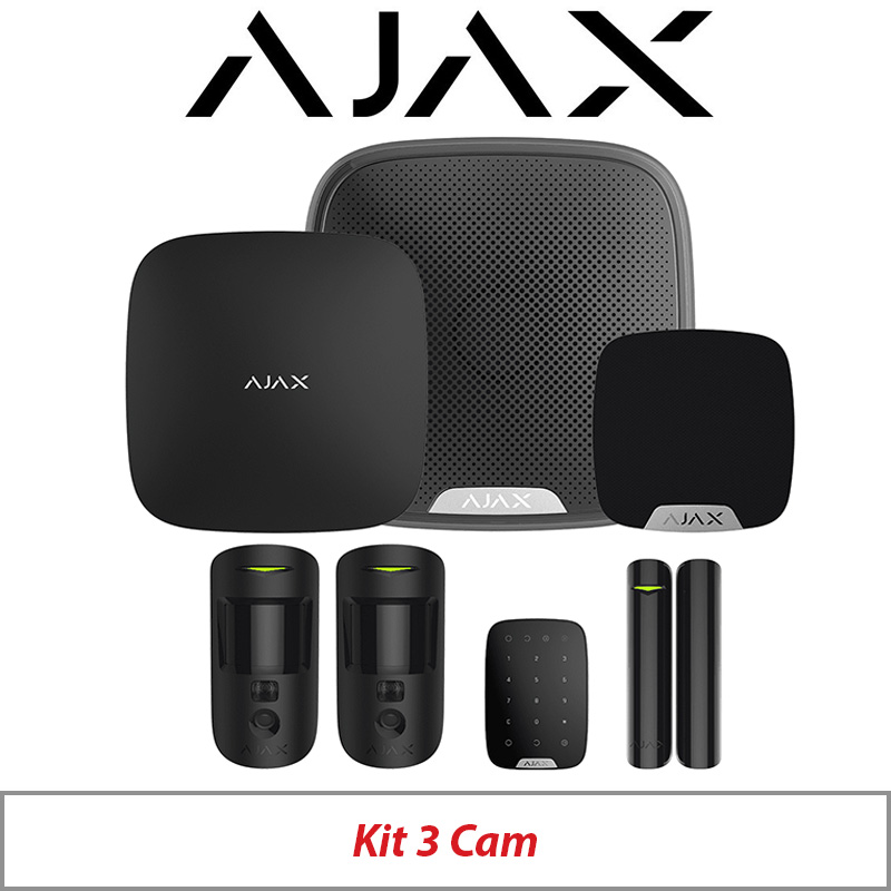 AJAX KIT3 CAM WITH MOTION CAM - DOOR PROTECT - KEYPAD - STREET SIREN AND HOME SIREN AJAX-23329 BLACK
