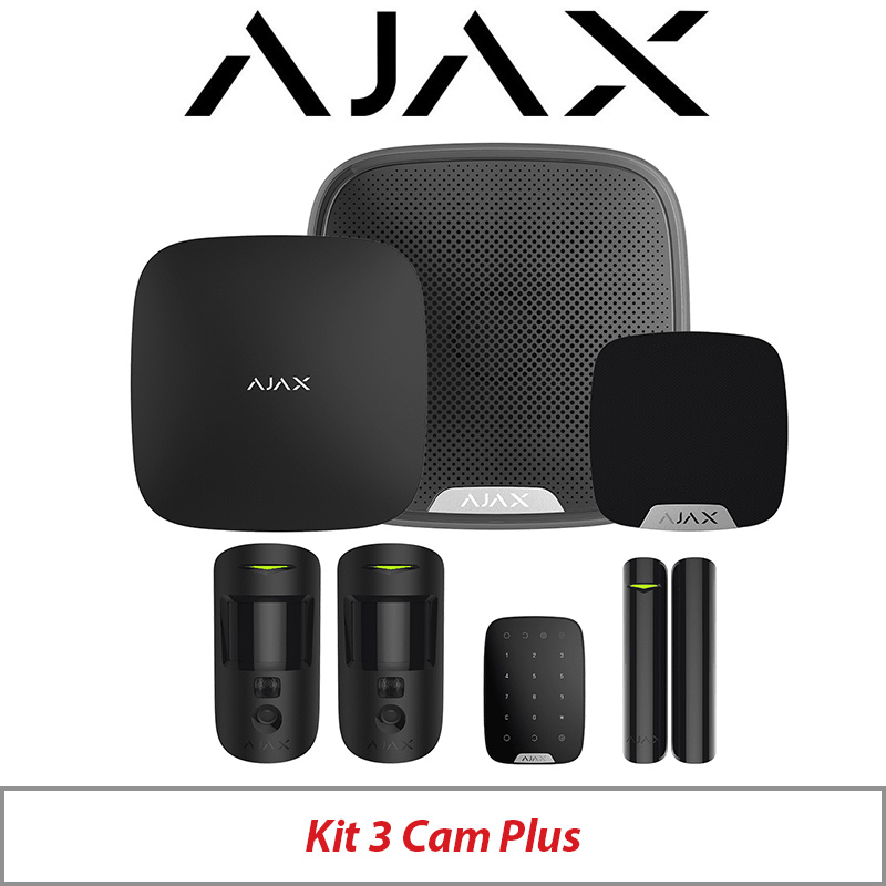 AJAX KIT3 CAM PLUS WITH MOTION CAM - DOOR PROTECT - KEY PAD - STREET SIREN AND HOME SIREN AJAX-23331 BLACK