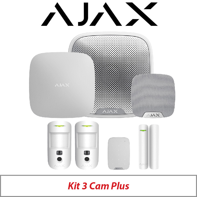AJAX KIT3 CAM PLUS WITH MOTION CAM - DOOR PROTECT - KEY PAD - STREET SIREN AND HOME SIREN AJAX-23332 WHITE
