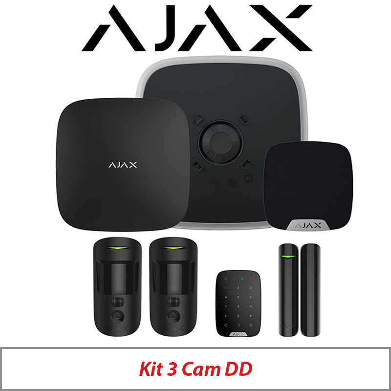 AJAX KIT3 CAM DD WITH MOTION CAM - DOOR PROTECT - KEYPAD - STREET SIREN DOUBLE DECK AND HOME SIREN AJAX-23340 BLACK