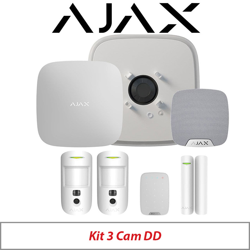 AJAX KIT3 CAM DD WITH MOTION CAM - DOOR PROTECT - KEYPAD - STREET SIREN DOUBLE DECK AND HOME SIREN AJAX-23341 WHITE