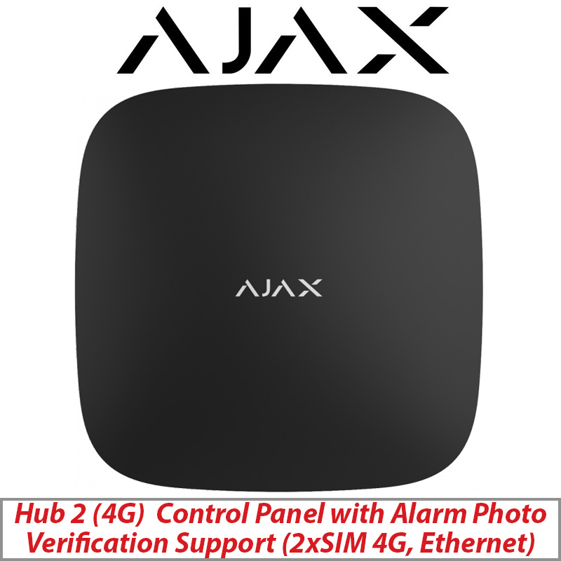 AJAX HUB2 4G SURVEILLANCE CONTROL PANEL - DUAL 4G GSM AND ETHERNET AJAX-34720 BLACK
