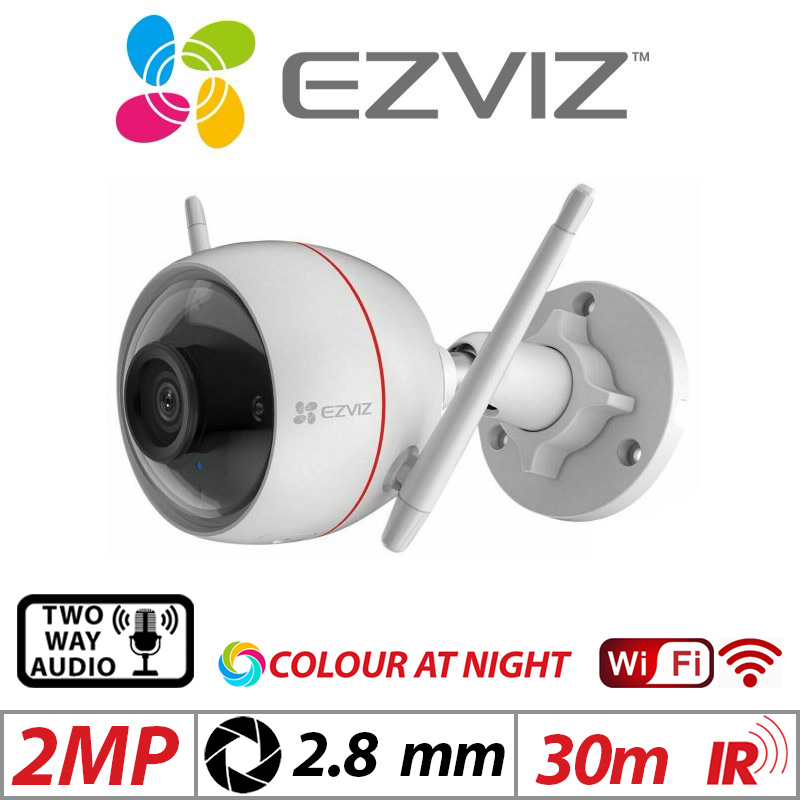 2MP EZVIZ WI-FI COLOUR AT NIGHT CAMERA WITH 2-WAY AUDIO SIREN AND STROBE LIGHT WHITE C3W