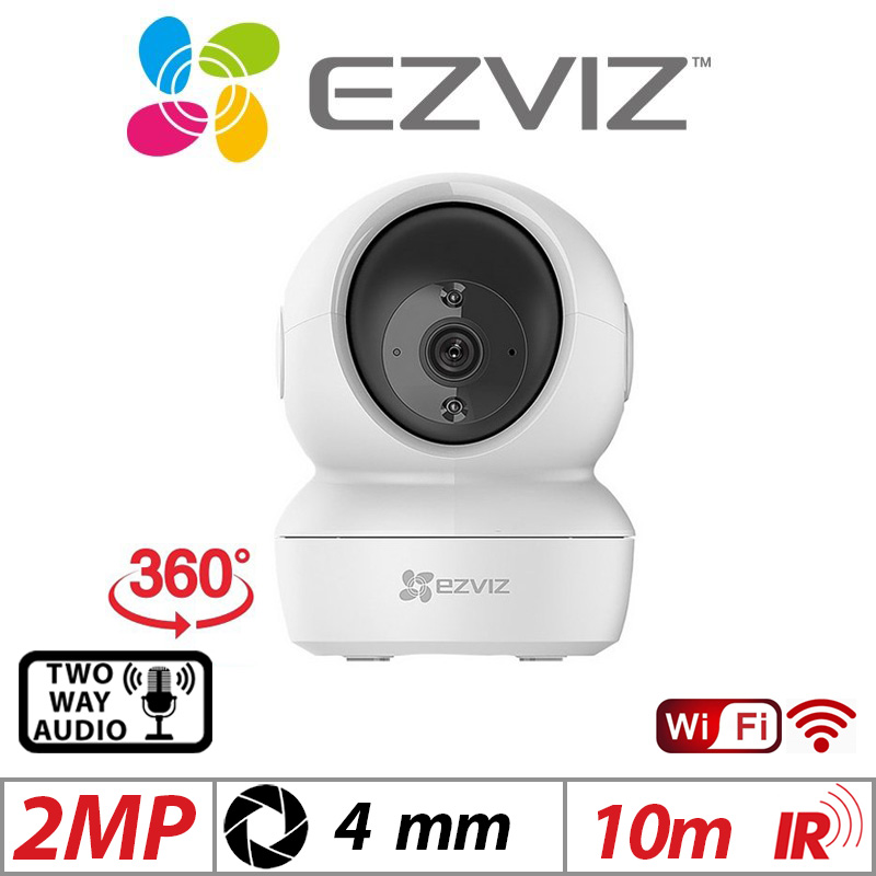 2MP EZVIZ SMART WI-FI MOTORIZED 360 VISUAL COVERAGE PAN AND TILT CAMERA WITH 2-WAY AUDIO WHITE C6N