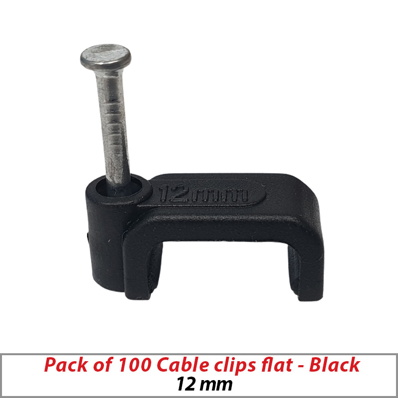 100X CABLE CLIPS WITH NAIL FOR RG59 SHOTGUN CABLE BLACK