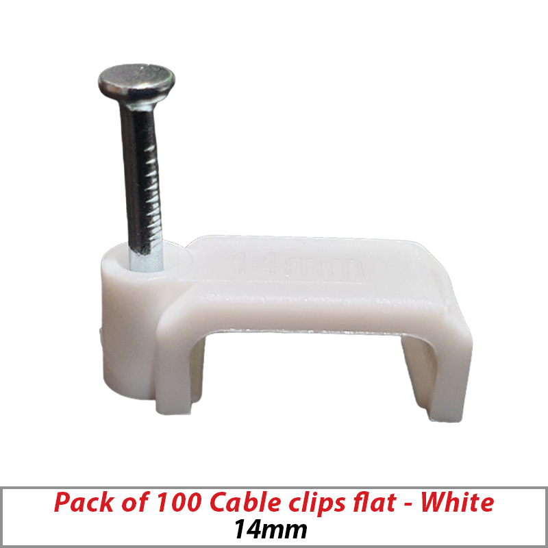 100X CABLE CLIPS WITH NAIL FOR RG59 SHOTGUN CABLE WHITE