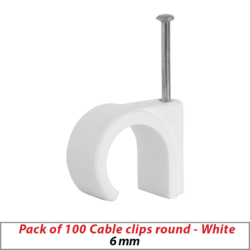 100X CABLE CLIPS WITH NAIL FOR CAT5 CAT6 CABLE WHITE