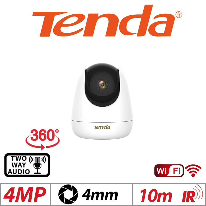 4MP TENDA SMART WI-FI MOTORIZED 360 VISUAL COVERAGE PAN AND TILT CAMERA WITH 2-WAY AUDIO WHITE - CP7