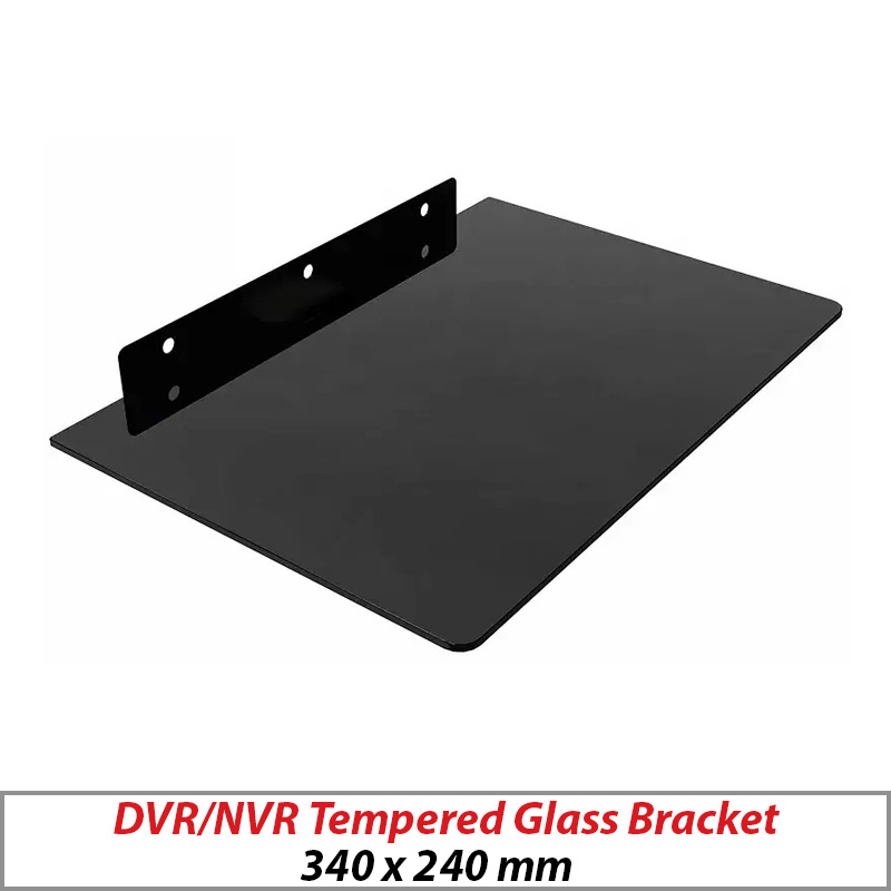 DVR-NVR BLACK TEMPERED GLASS BRACKET WITH HEAVY GAUGE STEEL FRAME