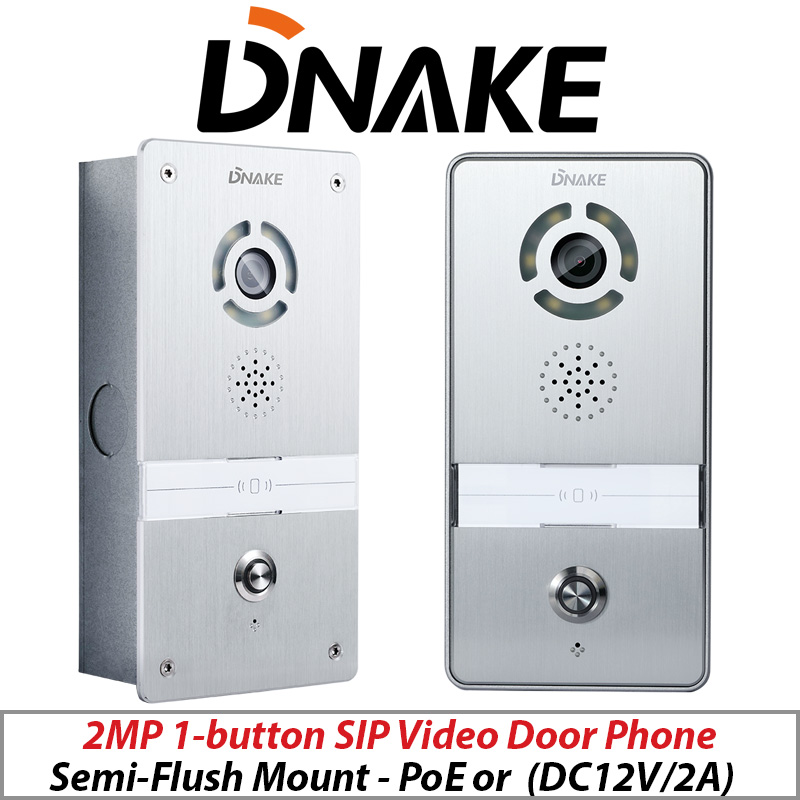 2MP DNAKE INTERCOM 1-BUTTON SIP VIDEO DOOR PHONE SEMI-FLUSH MOUNT 280SD-C12-SU
