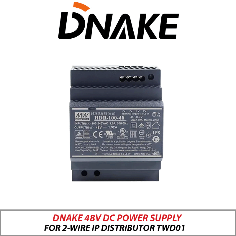 DNAKE 48V DC POWER SUPPLY FOR 2-WIRE IP DISTRIBUTOR TWD01 HDR-100-48