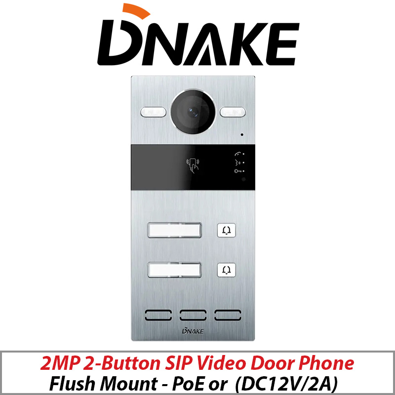 2MP DNAKE INTERCOM 2-BUTTON SIP VIDEO DOOR PHONE FLUSH MOUNT S213M-2/F