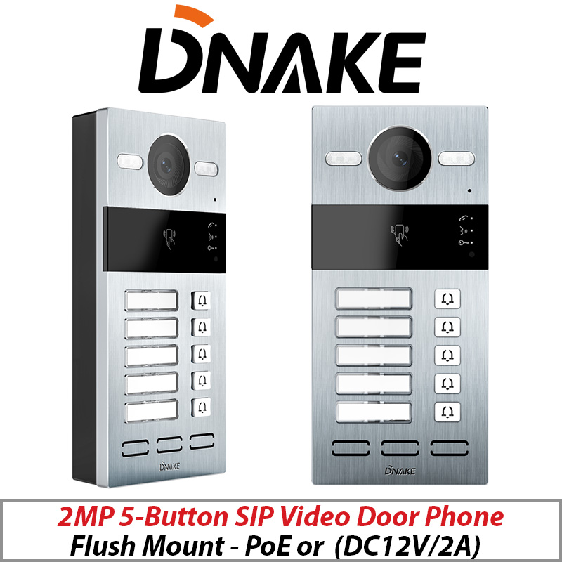 2MP DNAKE INTERCOM 5-BUTTON SIP VIDEO DOOR PHONE FLUSH MOUNT S213M-5/F