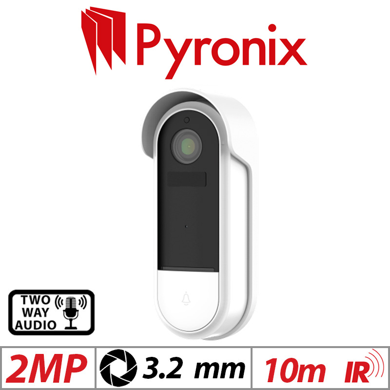 2MP PYRONIX DORBELL CAM WITH 2-WAY AUDIO 3.2MM WHITE DOORBELL-CAM