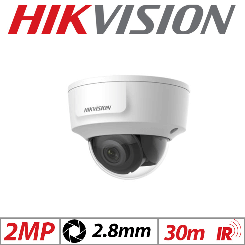 2MP HIKVISION HDMI FIXED DOME NETWORK CAMERA 2.8MM WHITE DS-2CD2125G0-IMS