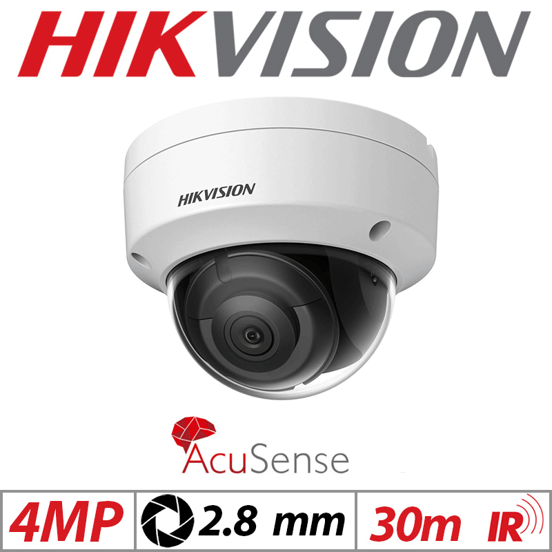 4MP HIKVISION ACUSENSE VANDAL RESISTANT DOME IP NETWORK CAMERA 2.8MM WHITE DS-2CD2143G2-IS(2.8MM)