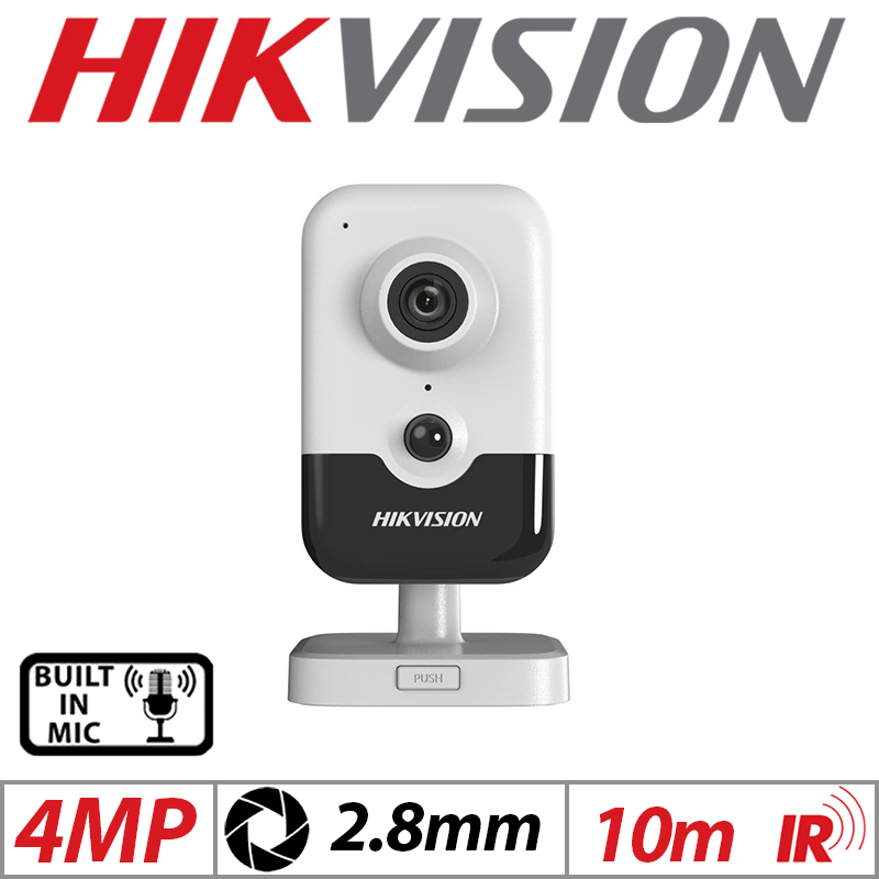4MP HIKVISION ACUSENSE FIXED CUBE NETWORK CAMERA WITH BUILT-IN MIC 2.8MM WHITE DS-2CD2443G2-I-2
