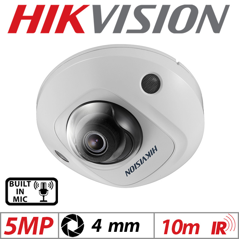 5MP HIKVISION VANDAL RESISTANT MINI DOME IP NETWORK CAMERA 4MM WHITE DS-2CD2555FWD-IS