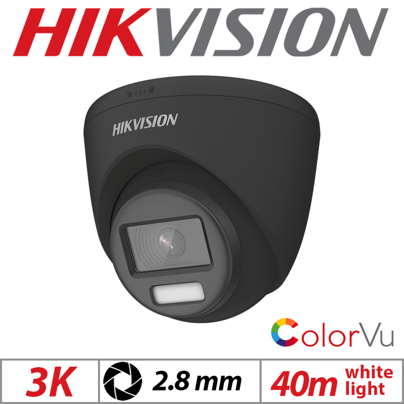 3K HIKVISION COLORVU LOW LIGHT FIXED TURRET CAMERA 2.8 MM GREY DS-2CE72KF3T-2.8MM-GREY