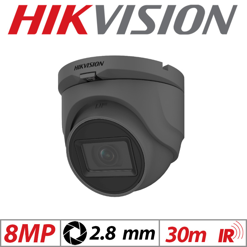 8MP HIKVISION 4IN1 FIXED TURRET CAMERA 2.8MM GREY DS-2CE76U1T-ITMF