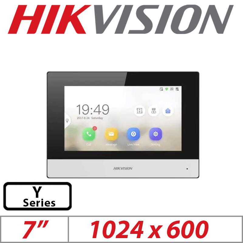 HIKVISION 7 INCH TOUCH SCREEN INDOOR VIDEO INTERCOM STATION WHITE DS-KH6320Y-WTE2