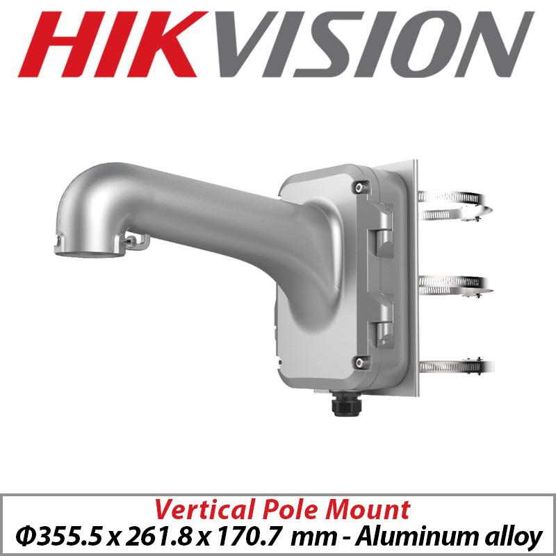HIKVISION VERTICAL POLE MOUNT WITH JUNCTION BOX FOR PTZ CAMERA DS-1604ZJ-POLE-P PLATINUM GREY